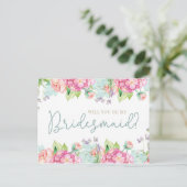 花の水彩画私の新婦付添人ですか。 インビテーションポストカード (スタンド正面)