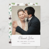 花の水彩画|の白いアネモネは|感謝していしています サンキューカード (正面/裏面)