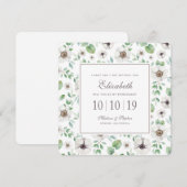 花の水彩画|の白いアネモネ-新婦付添人 招待状 (正面/裏面)