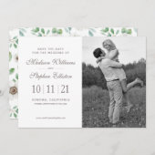 花の水彩画|の白いアネモネ-日付を救って下さい セーブザデート (正面/裏面)