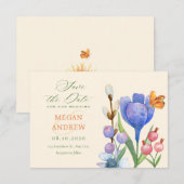 花の水彩画 セーブザデート (正面/裏面)