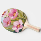 花の水彩画 ピンクフラワー 卓球ラケット (横)
