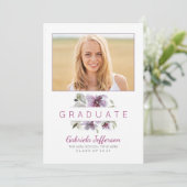 花の水彩画-写真の卒業パーティー 招待状 (スタンド正面)