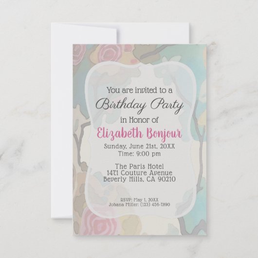 花の水彩紙とサイズオプション – RSVP & 招待状 (裏面)