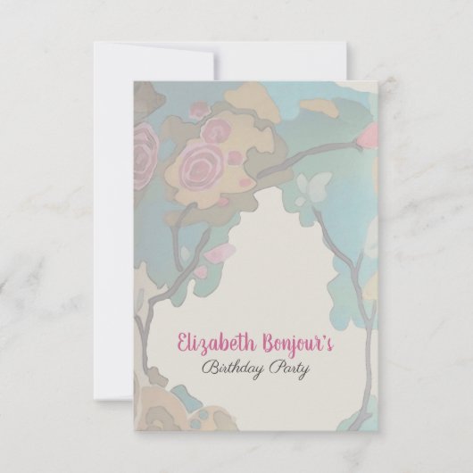 花の水彩紙とサイズオプション – RSVP & 招待状 (正面)