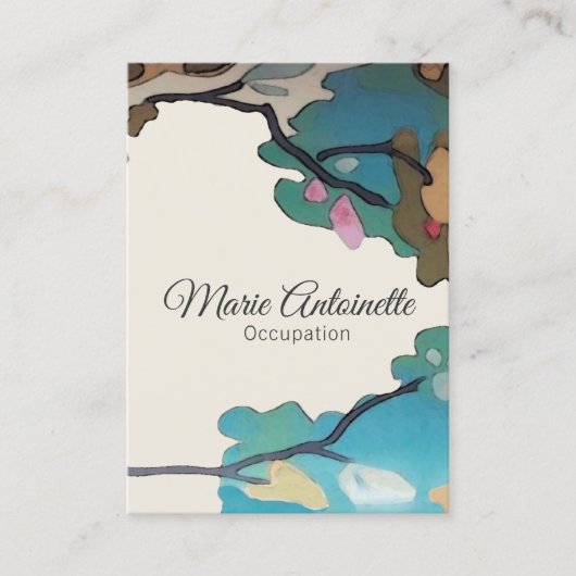 花の水彩紙&サイズオプション – 大 名刺 (正面)