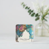 花の水彩紙/サイズ/スタイルオプション –  スクエア名刺 (スタンド正面)