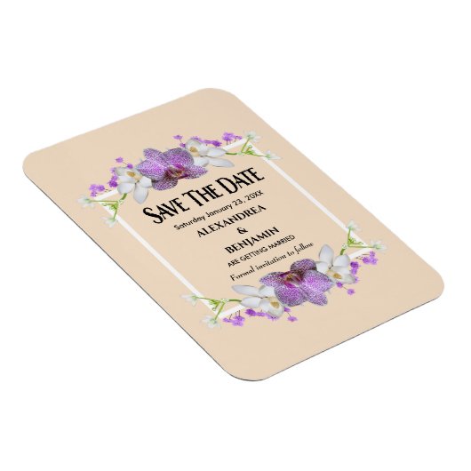 花の水彩結婚式を保存する日付のカスタム マグネット (右側)