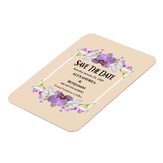 花の水彩結婚式を保存する日付のカスタム マグネット (左側)