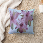 花の水彩花柄スロー枕 クッション (ブランケット)