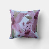 花の水彩花柄スロー枕 クッション (裏面)