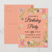 花の水彩誕生日ポストカード ポストカード (正面/裏面)