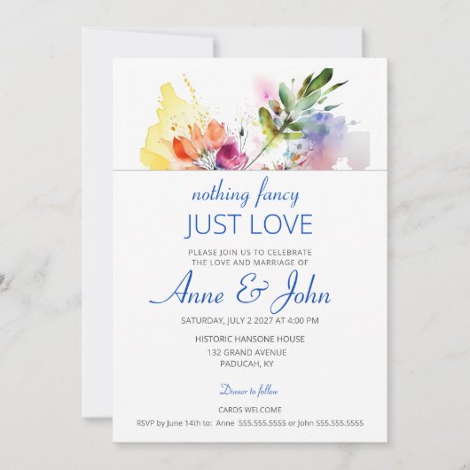 花の水彩 ソフトパステル 招待状 (正面)