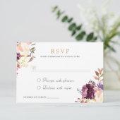 花の水彩 パープル ラベンダー エレガント RSVP 招待状 (スタンド正面)