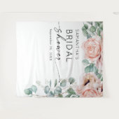 花の水彩 ピンクのブライダルシャワー タペストリー (正面(横))