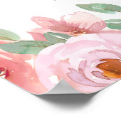 花の水彩 ワインレッドとソフトピンク どんな行事にも ポスター (角)