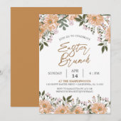 花の水彩 春のイースター ディナー 招待状 (正面/裏面)