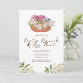 花の水彩 春のイースター ブランシュ & 卵の宝探し 招待状 (スタンド正面)