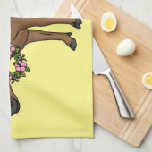 花の水牛の漫画イラスト キッチンタオル (四つ折り)