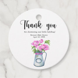 花の水色のジャグ – あなた感謝していの赤んだシャワー フェイバータグ