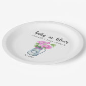 花の水色のジャグ – ベビー開花 ペーパープレート (アングル)