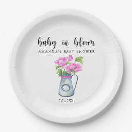 花の水色のジャグ – ベビー開花 ペーパープレート