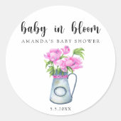 花の水色のジャグ – ベビー開花 ラウンドシール (正面)