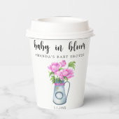 花の水色のジャグ – ベビー開花 紙コップ (裏面)