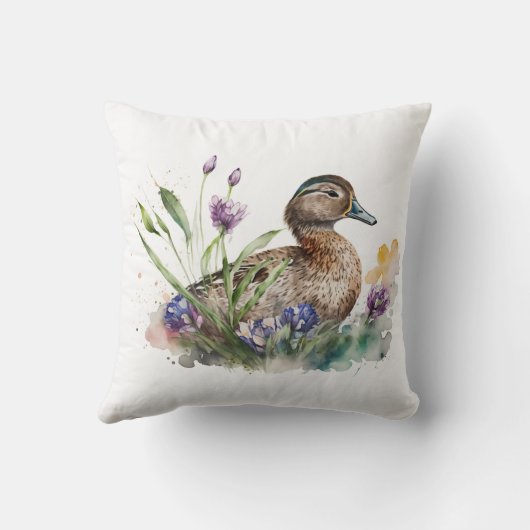 花の水色アヒル クッション (裏面)