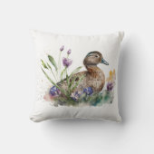 花の水色アヒル クッション (正面)