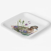 花の水色アヒル ペーパープレート (傾斜あり)