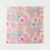 花の水色イラストレーション。ビッグセットウォーターコロ タペストリー (正面(横))