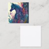 花の水色ユニコーンカラフル コーリングカード (正面/裏面)