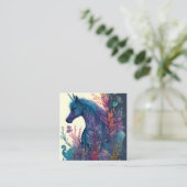 花の水色ユニコーンカラフル コーリングカード (スタンド正面)