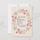 花の水色リングや輪ベージュ詳細カード 招待状 (正面)