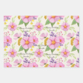 花の水色名フローラかわいい夏の女性 ラッピングペーパーシート (正面3)