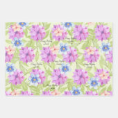 花の水色名フローラかわいい夏の女性 ラッピングペーパーシート (正面)