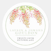 花の水色結婚の緑の白 ラウンドシール (正面)