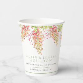 花の水色結婚の緑の白 紙コップ