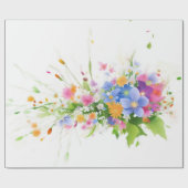 花の水色 ラッピングペーパー (フラット)