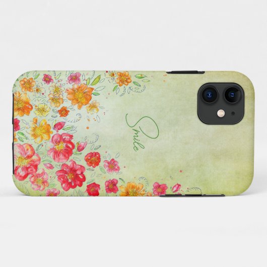 花の水色iPhoneケース Case-Mate iPhoneケース (裏面(横))