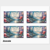 花の水辺の住所 長方形シール (シート)