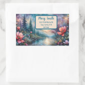 花の水辺の住所 長方形シール (バッグ)