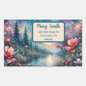 花の水辺の住所 長方形シール (正面)