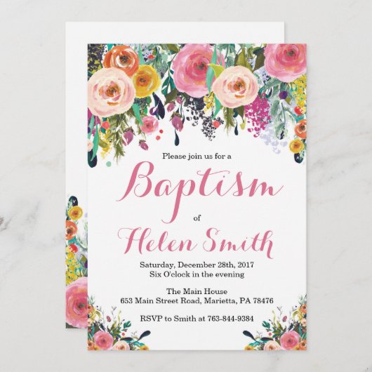 花の洗礼の招待状カード 招待状 (正面/裏面)