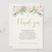 花の洗礼または命名式のお礼カード 招待状 (正面)