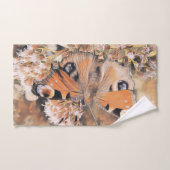 花の浴場にいるオレンジ色の蝶の絵 バスタオルセット (ハンドタオル)