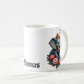 花の海の中の象 コーヒーマグカップ (正面右)