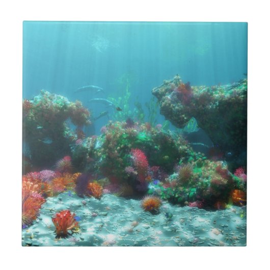 花の海の装飾タイル/ Trivet タイル (正面)