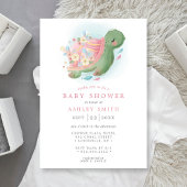 花の海亀の航海 オーシャンピンクのベイビーシャワー 招待状